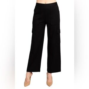 Adrianna Papell Black Mid Banded Waist Cargo Pull on Solid Ponte Pant Sz Large